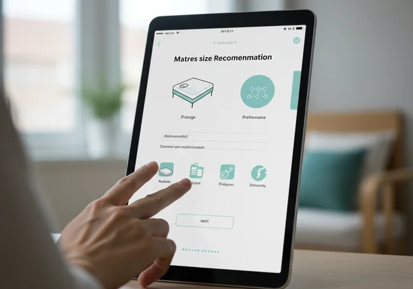User on digital tool getting personalized mattress size