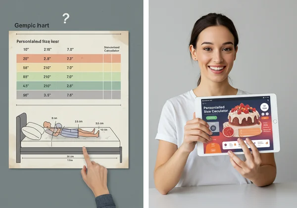 Person choosing between a chart and a smart bed calculator.