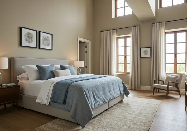 Lit California King luxueux dans une chambre moderne
