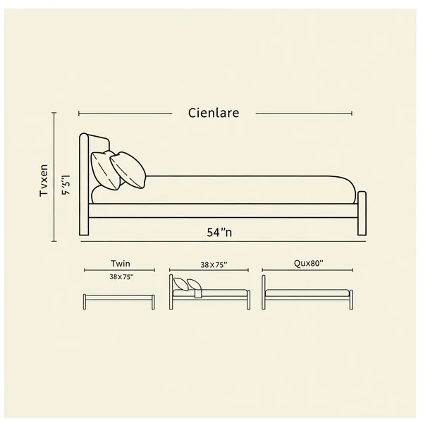 Chart showing Full size bed dimensions 54x75 inches