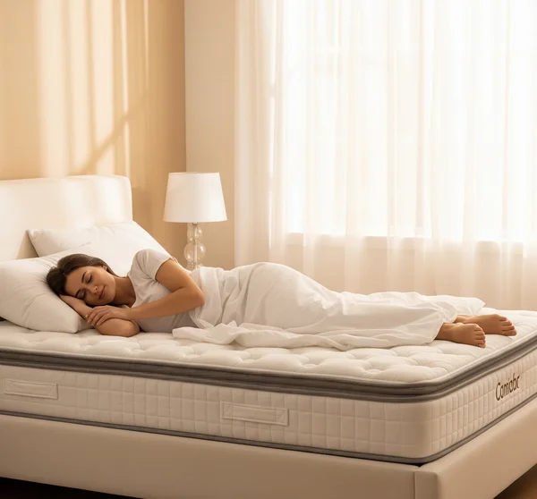Happy person enjoying sleep on a perfectly sized mattress