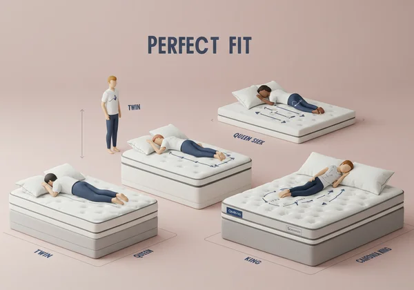 不同体型和睡眠风格的人们睡在各种床垫上