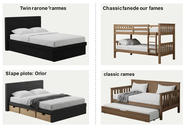 Collage of different Twin bed frame types